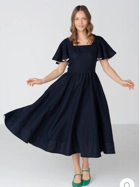 NWT Son de Flor Nora Linen Dress Night Navy Size Large